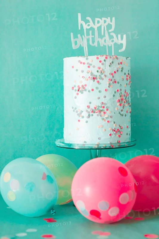 Birthday cake with balloons