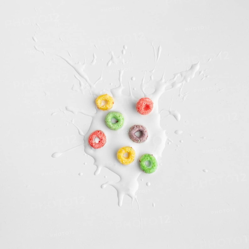 Close up splash milk with cereal
