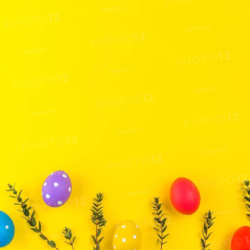 Easter eggs with plant branches table