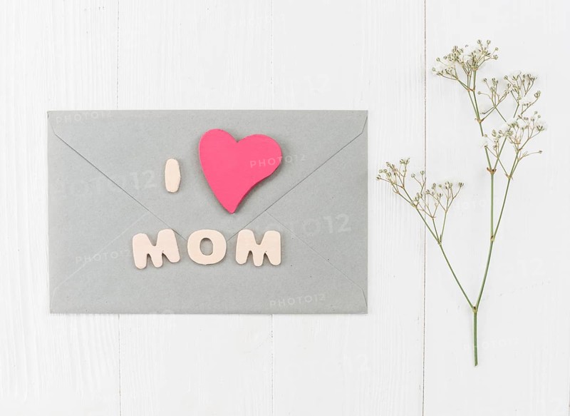 Envelope mother s day with branch gypsophila