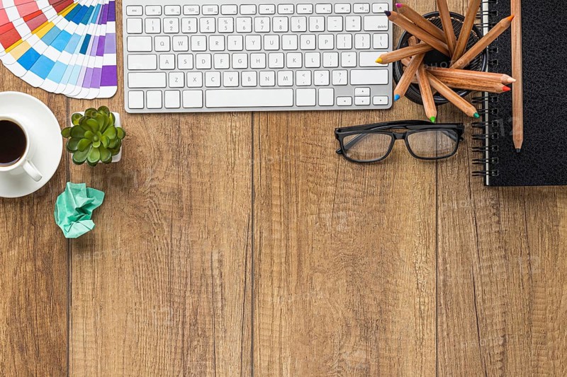Flat lay items redecorating house with copy space