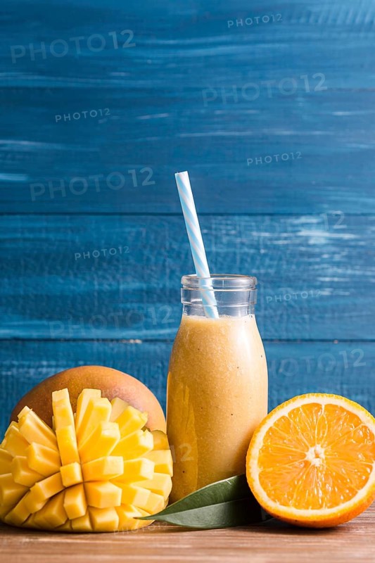 Front view mango orange smoothie