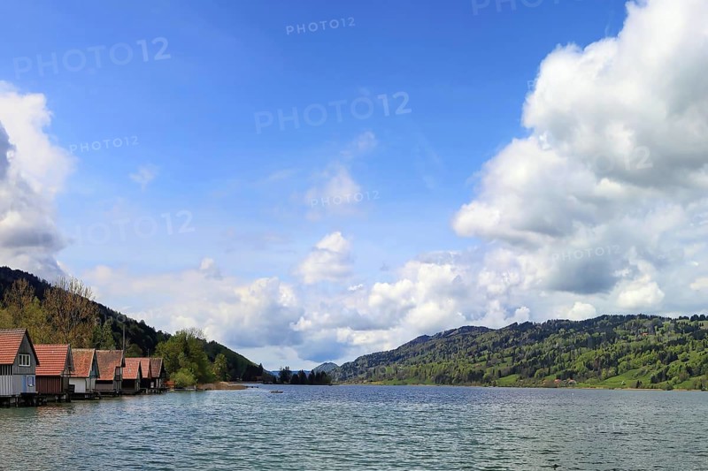 Picturesque landscape at the Großer Alpsee with mountains
