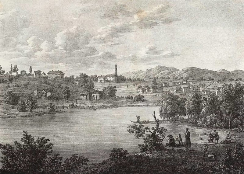 The river Danube in Wallachia. Kallafat market