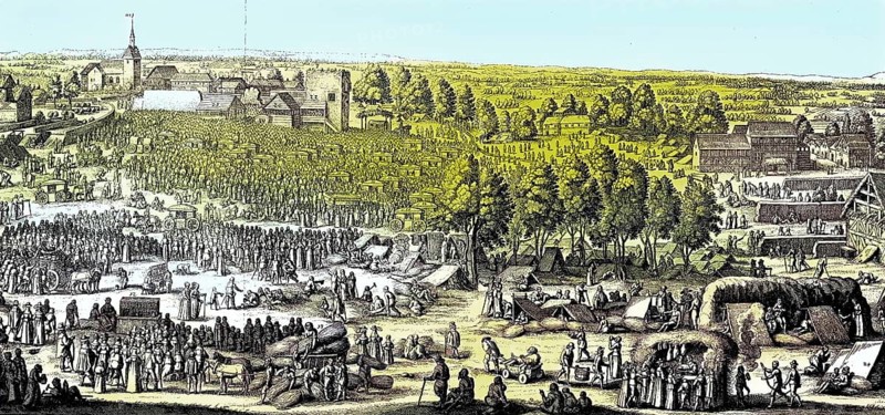 Lage des Dorfes Hornhausen mit seinen Heilquellen im Jahre 1646