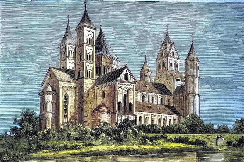 Maria Laach Abbey is a Benedictine abbey situated on the southwestern shore of the Laacher See