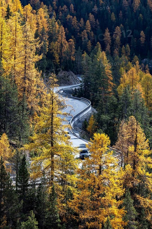 Car on the Ofenpass road