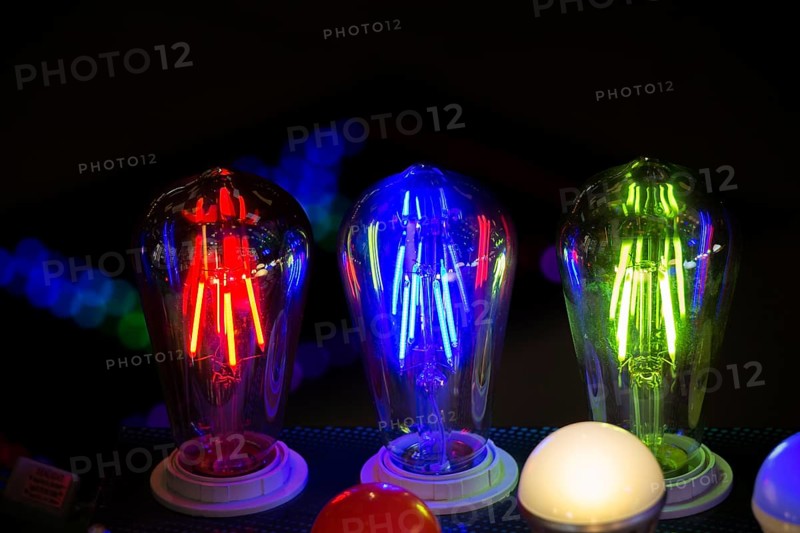 Decorative style filament light bulbs in view
