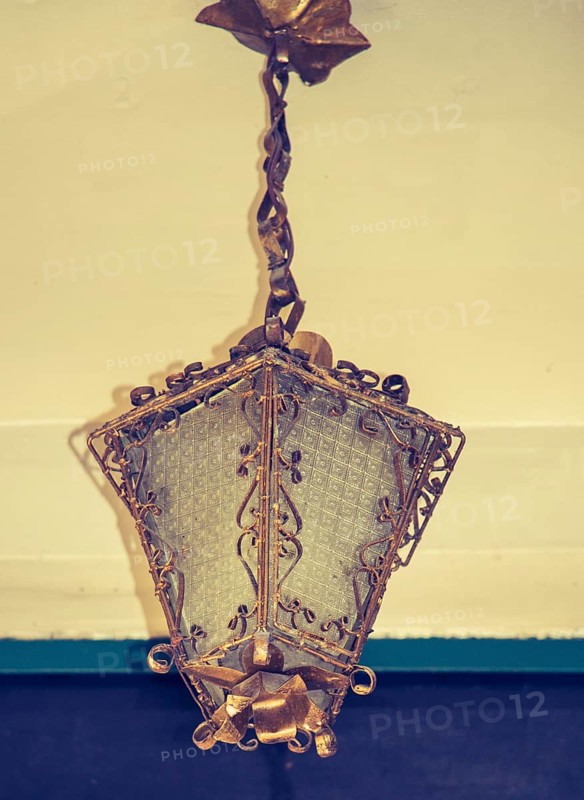 Old electric street lamps made of metal in retro style