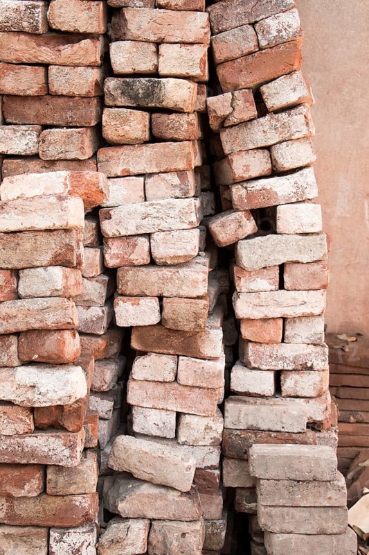Pile of brick block used for industrial in residential building