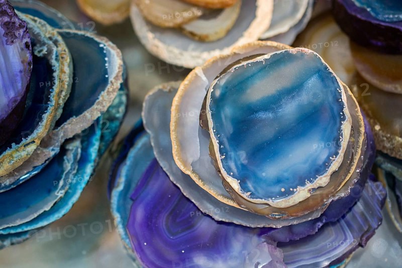 A cross section of Agate gemstone as natural mineral rock