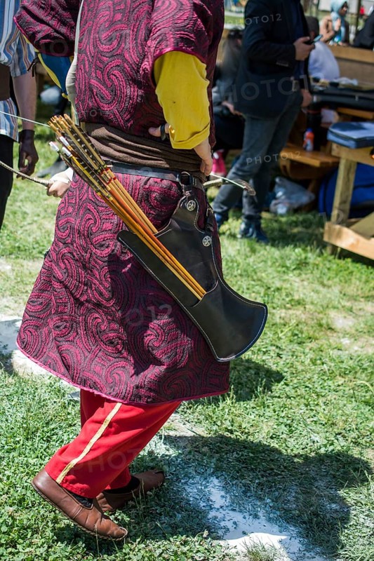 Old style wooden arrows in the case of an archer