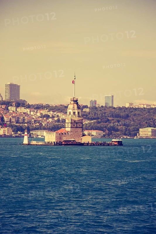 Maidens Tower located in the middle of Bosporus