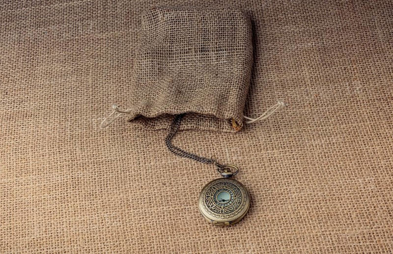 Mechanical pocket watch on a sack