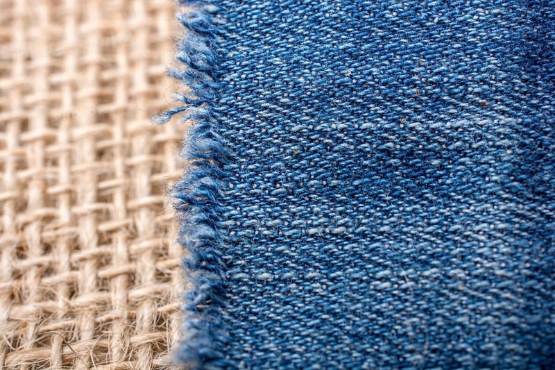 Denim canvas placed on linen canvas as a background