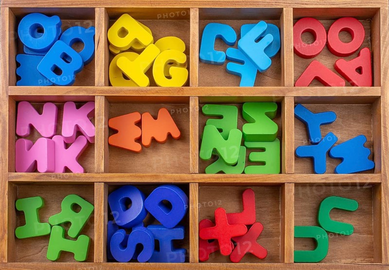 Colorful Letters of Alphabet made of wood
