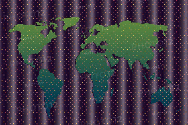 World map design. Earth with continents. Map of europe and america