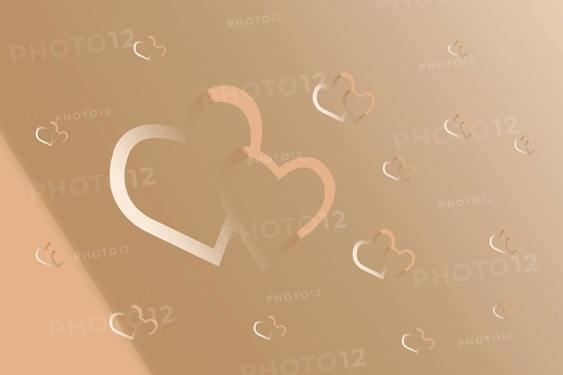 Two linked hearts. Connected red hearts with trendy background. Valentines
