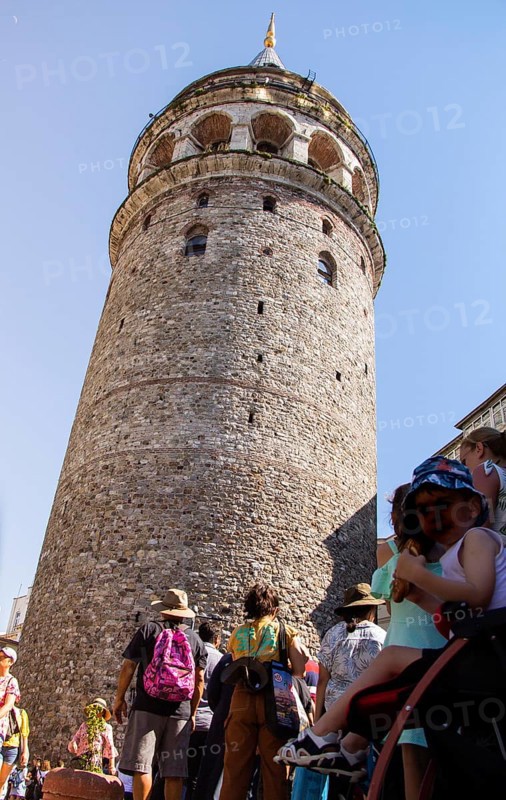 View of the Galata Tower from ancient times in Istanbul