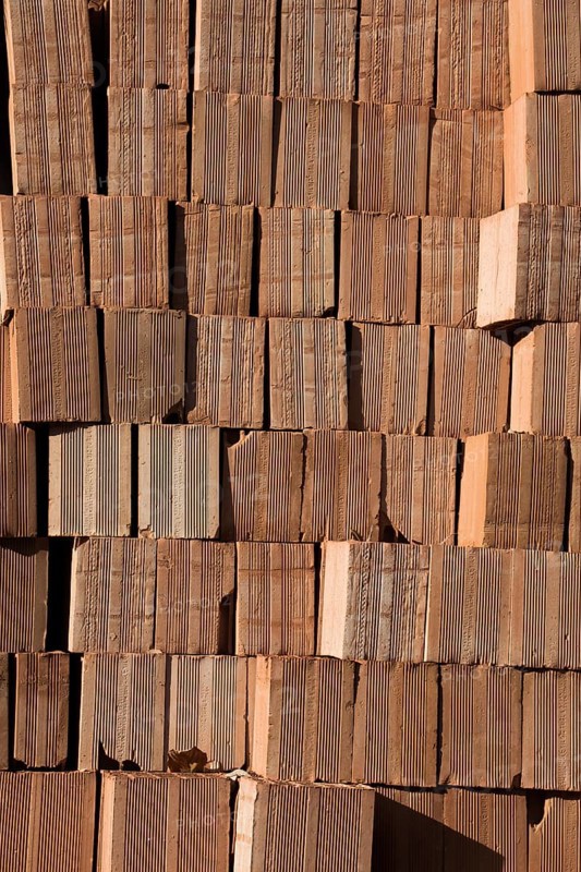 Pile of brick block used for industrial in residential building