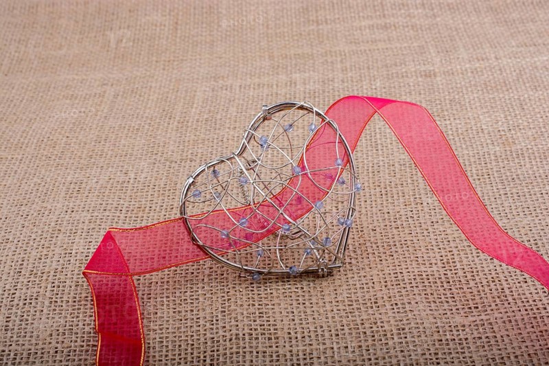 Band and Heart shaped cage on linen canvas