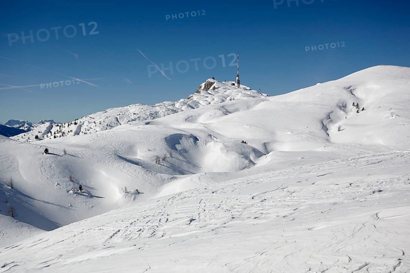 Dobratsch summit with transmission mast