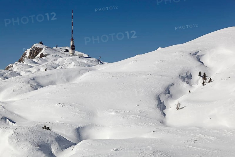 Dobratsch summit with transmission mast