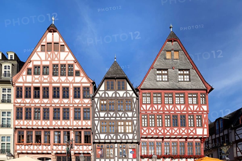Colorful Half-timbered houses in Roemerberg square