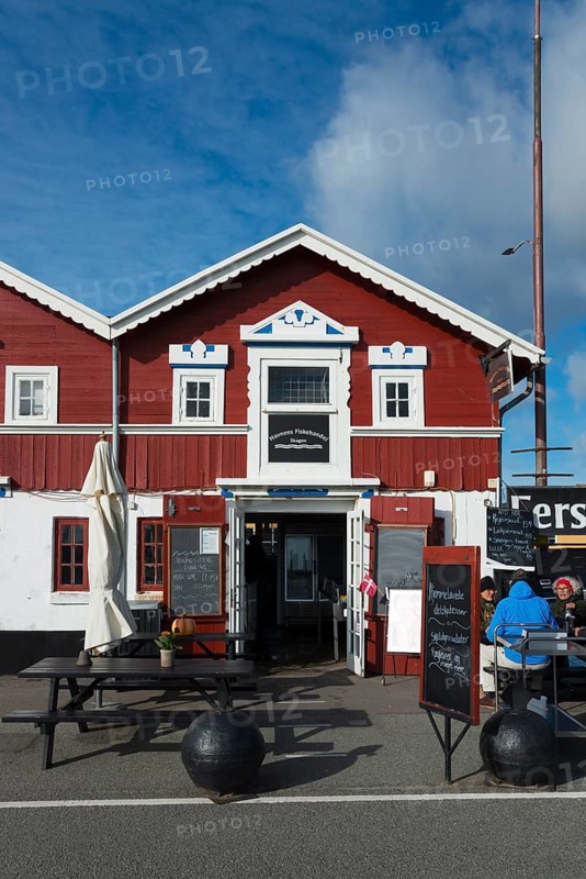 Fish shop and fish restaurant by the harbour