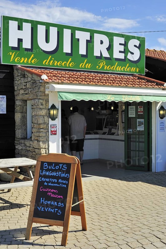 Shop at oyster farm selling oysters on the island Ile de Noirmoutier