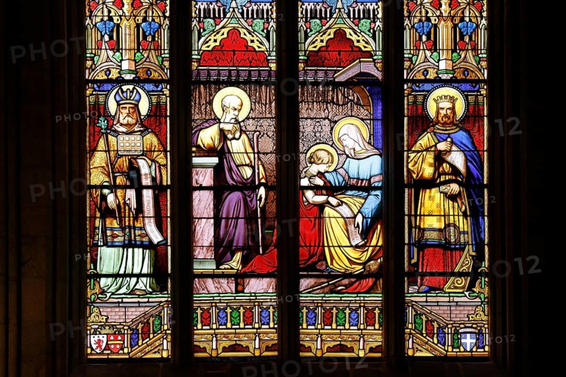 Colourful stained glass window