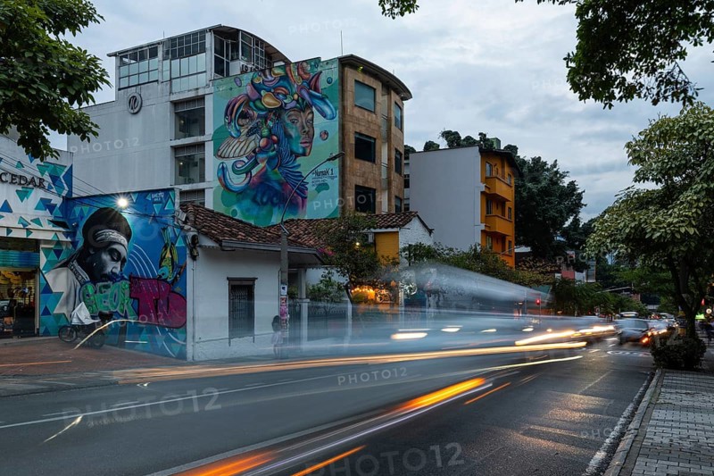 Residential and commercial building with graffiti on the wall