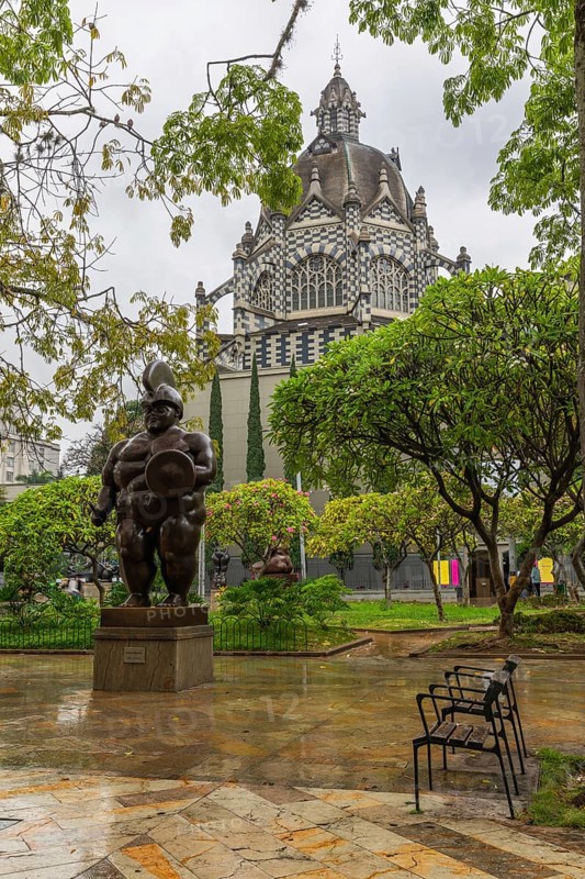 Botero sculpture in front of Palacio de la Cultura Rafael Uribe Uribe