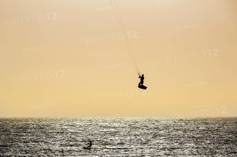 Kitesurfer jumping