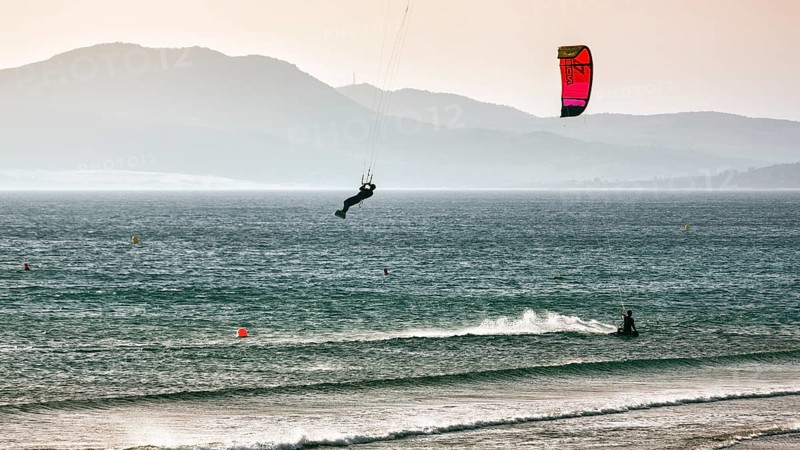 Kitesurfer jumping