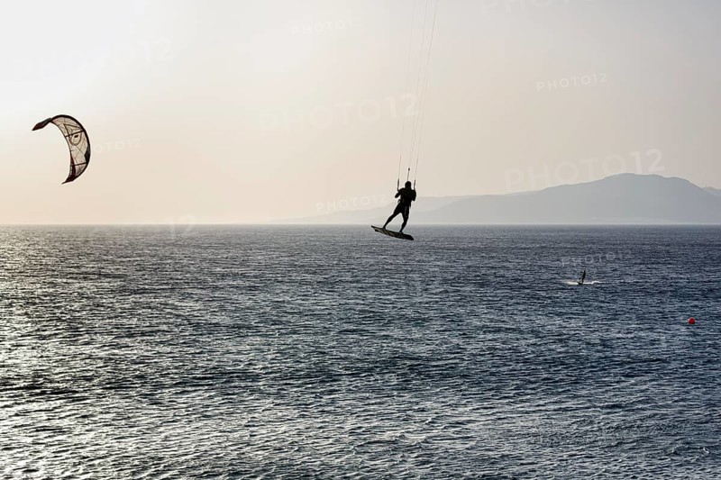 Kitesurfer jumping