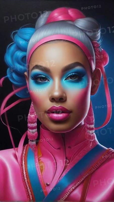 Digital render beauty potrait of latino Mixed-race female model