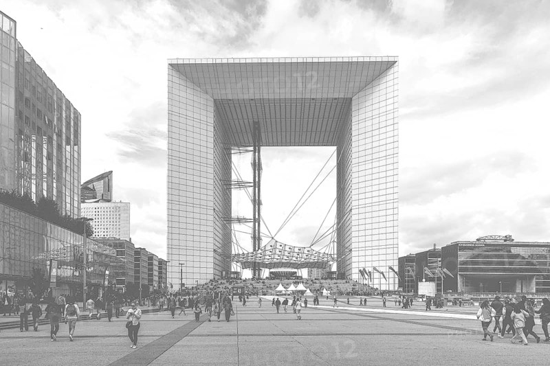 Grande Arche de la Defense and Parvis de la Defense skyscrapers