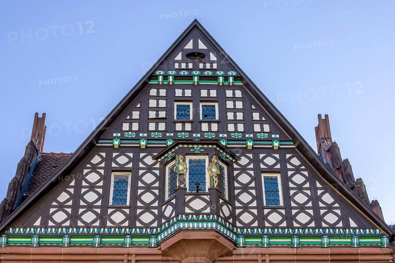 Luxurious gabled half-timbered houses in Kaiser-Joseph-Strasse