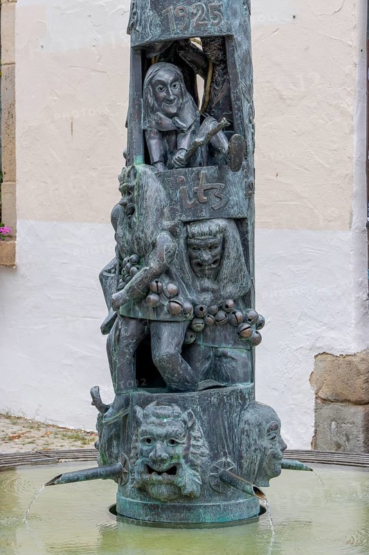 Detail of the Fool's Fountain by the artist Gerold Jaeggle