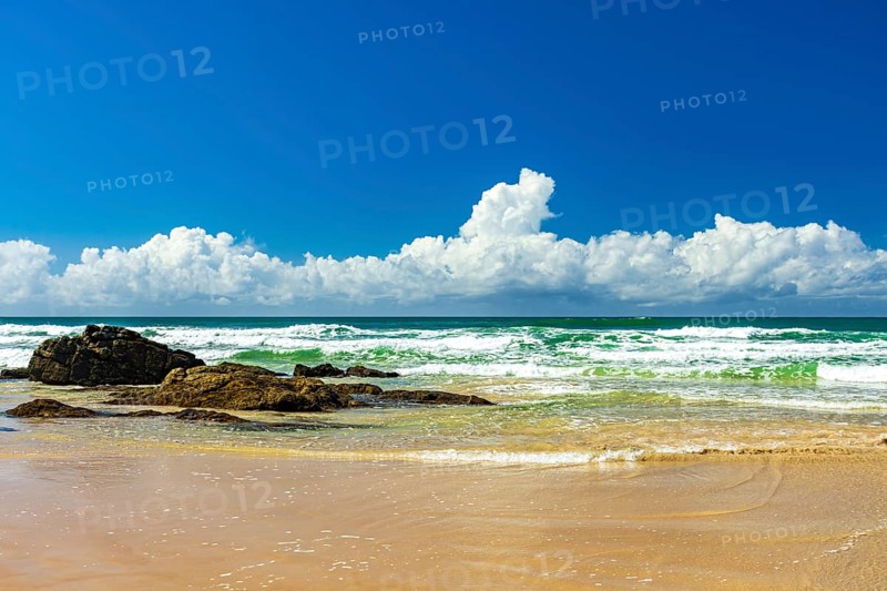 Remote Pe de Serra Beach in the city of Serra Grande on the south coast of Bahia state on a sunny summer day