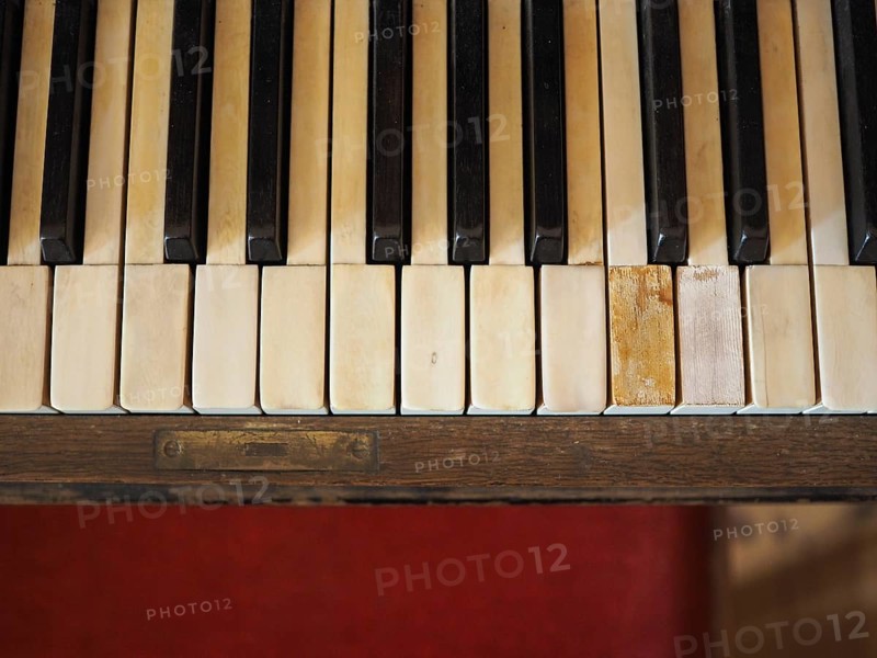 Detail of piano keyboard keys