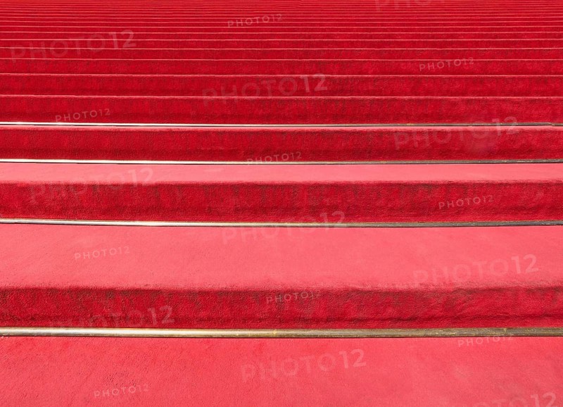 Red carpet on stairway