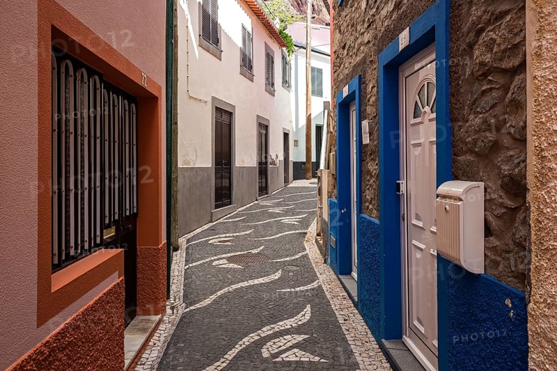 Alley with colourful houses