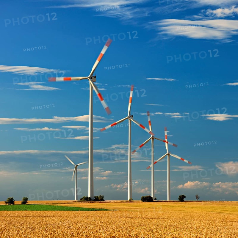 Wind turbines turning