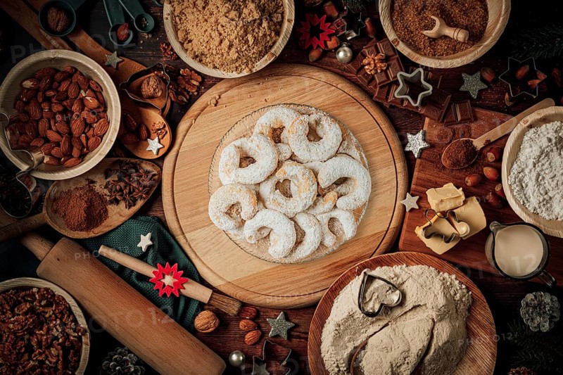Plate with vanilla crescents