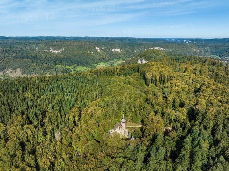 Aerial view of the church ruins