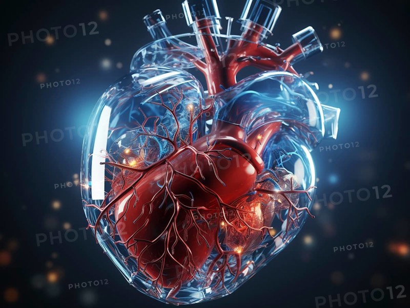 Transparent human looking at the heart