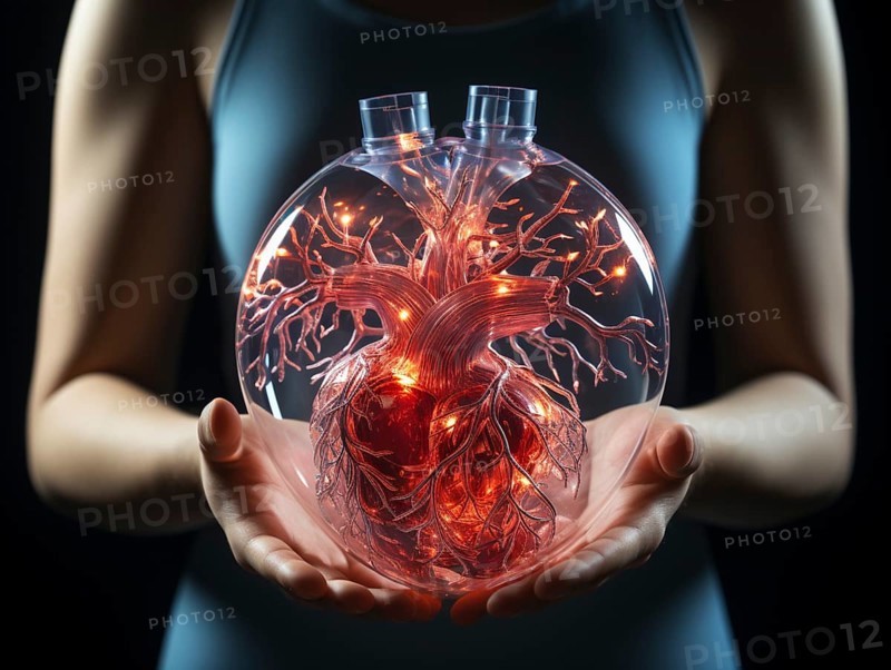 Transparent human looking at the heart