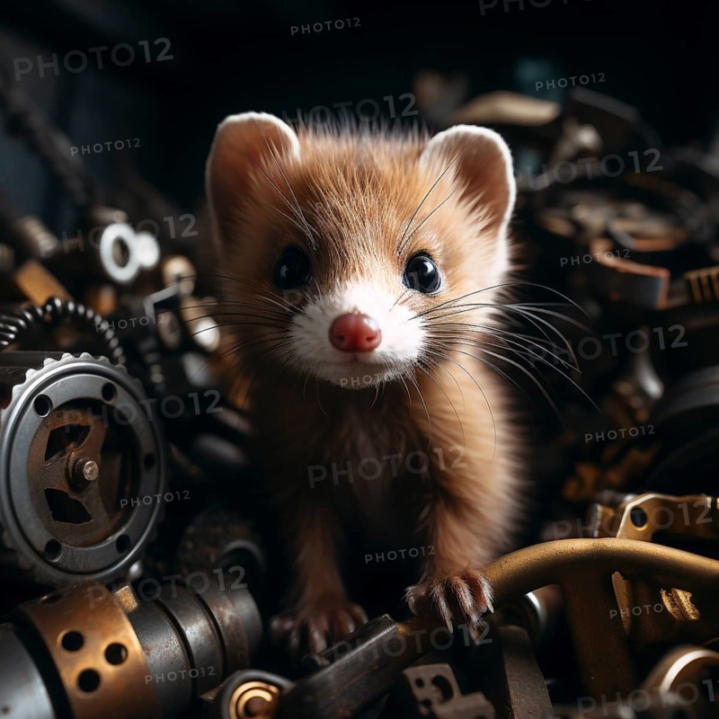 A marten gnaws on a cable in the engine compartment of a car